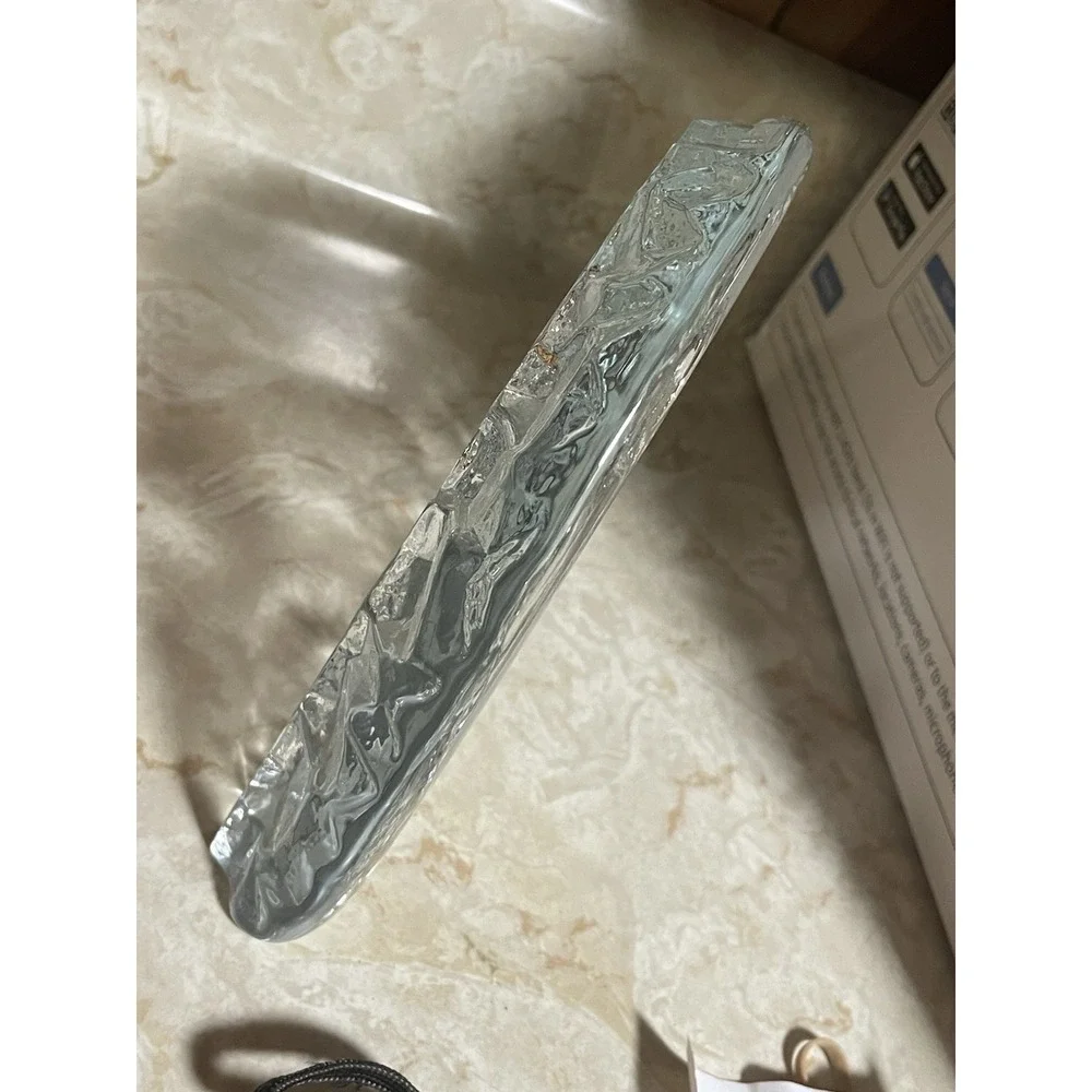 Vintage Zabkowice Clear Crystal Glass Holy Family Nativity Scene 3D Relief‎